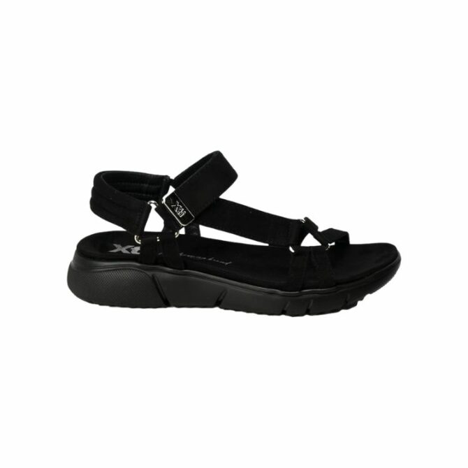 BLACK MICROFIBER LADIES SANDALS