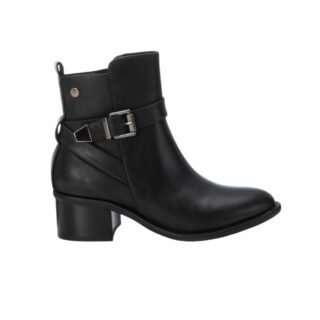 BLACK PU LADIES ANKLE BOOTS