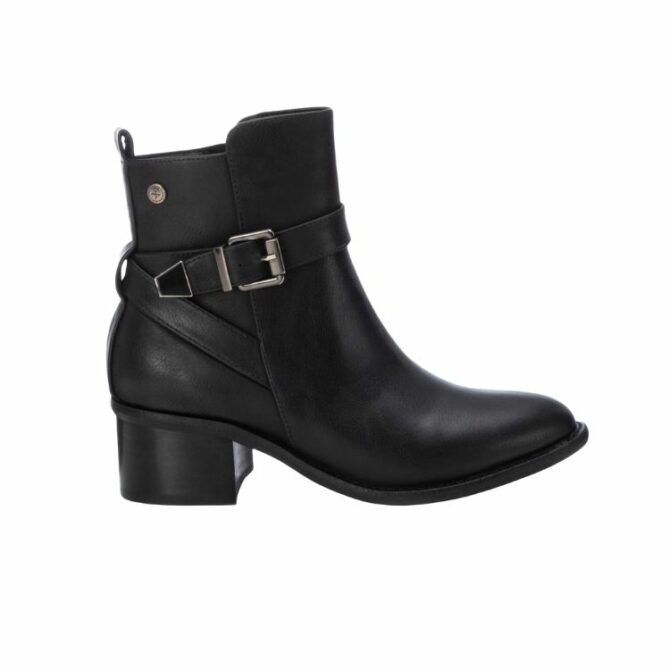 BLACK PU LADIES ANKLE BOOTS