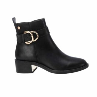 BLACK PU LADIES ANKLE BOOTS