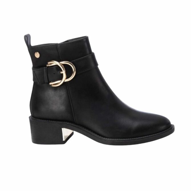BLACK PU LADIES ANKLE BOOTS