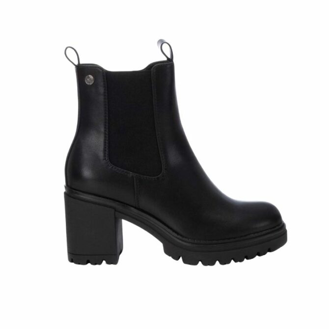 BLACK PU LADIES ANKLE BOOTS