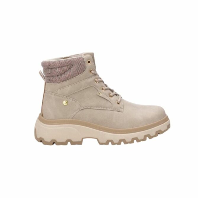 BEIGE PU LADIES ANKLE BOOTS