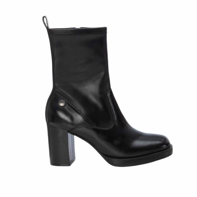 BLACK PU LADIES ANKLE BOOTS
