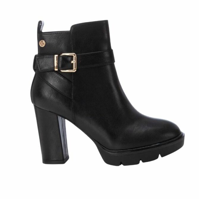 BLACK PU LADIES ANKLE BOOTS