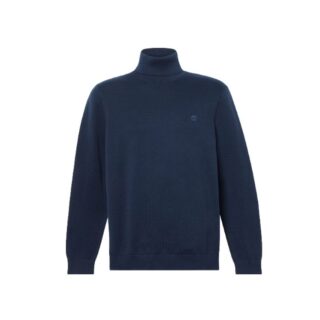 Williams River Turtle Neck Cotton Jumper for Men in Dark Blue