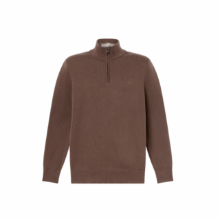 WILLIAMS RIVER Cotton YD 1/4 Zip Sweater Chocolate Brown