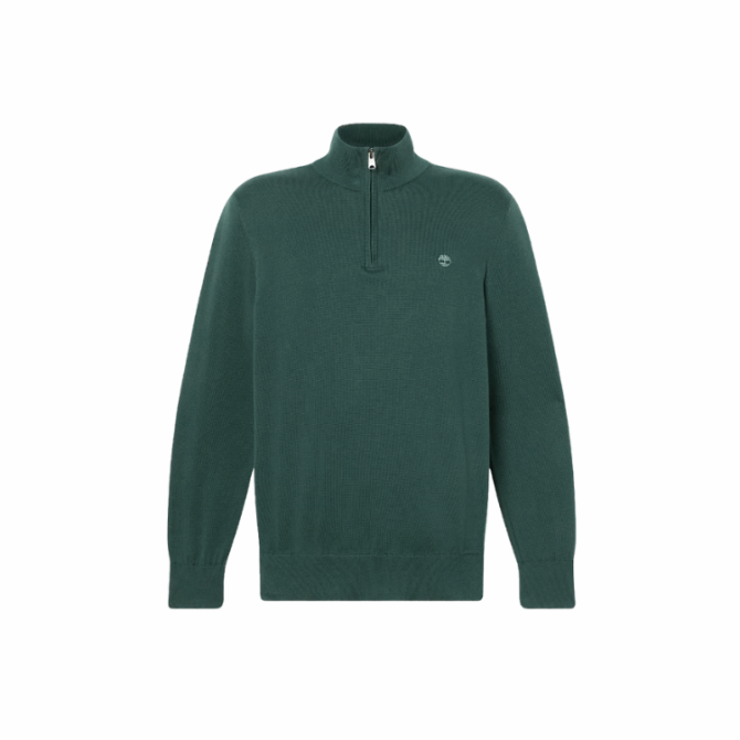 WILLIAMS RIVER Cotton YD 1/4 Zip Sweater Green Gables