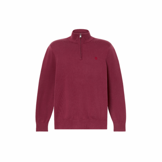 WILLIAMS RIVER Cotton YD 1/4 Zip Sweater Burgundy