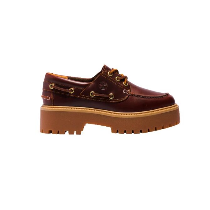 Stone Street Platform Boat Shoe for Women in Dark Brown