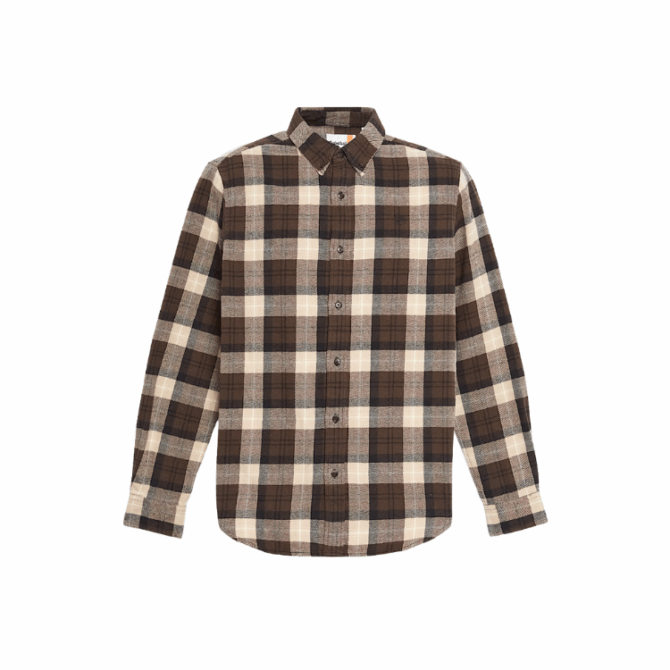 Midweight Flannel Check Shirt Chocolate Brown YD