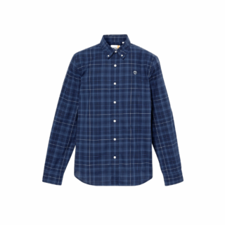 Stretch Poplin Check Shirt Peacoat YD