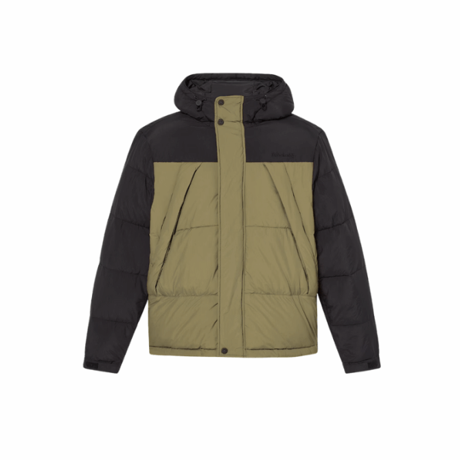 Durable Water Repellent Puffer Jacket Black-Leaf Green