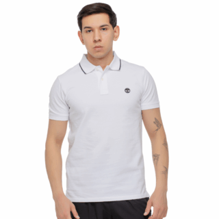 PoloPrinted Neck Short Sleeve PoloWhite